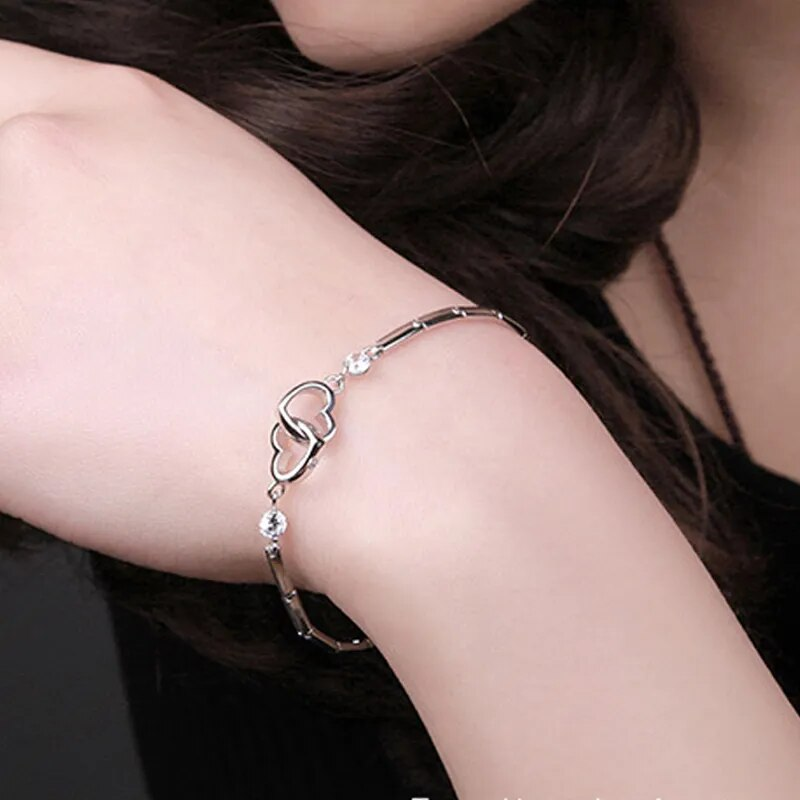 Bracciale con doppio cuore