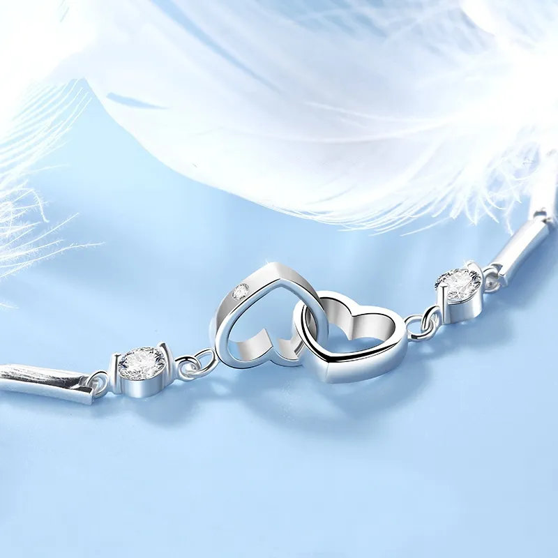 Bracciale con doppio cuore