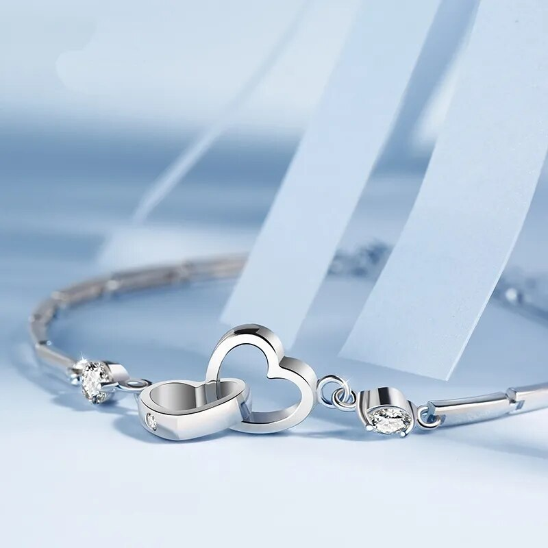 Bracciale con doppio cuore