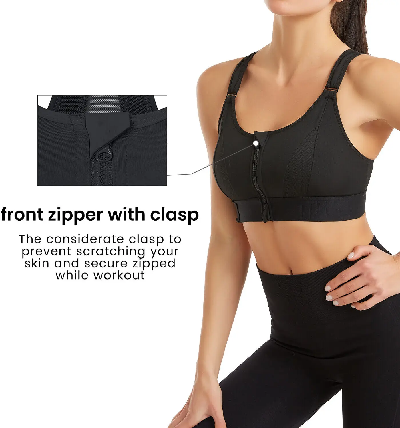 Reggiseno sportivo con cerniera anteriore Donna